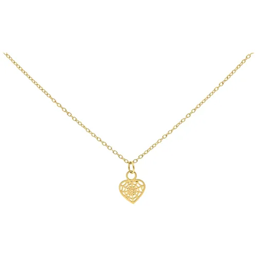 Collana con ciondolo a cuore dorato su sfondo bianco