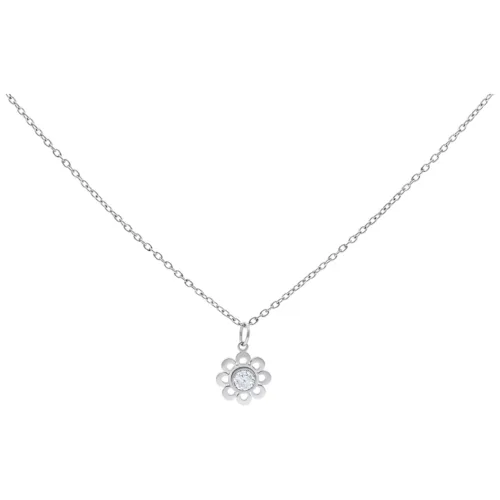 Collana d'argento con pendente a fiore di cristallo su sfondo bianco