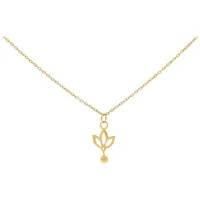 Collana dorata con pendente a forma di giglio su sfondo bianco