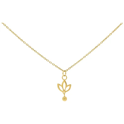 Collana dorata con pendente a forma di giglio su sfondo bianco