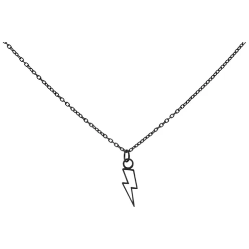 Collana nera con ciondolo a fulmine su sfondo bianco