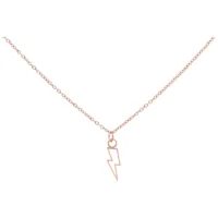 Collana in oro rosa con ciondolo a fulmine, 50 cm, su sfondo bianco