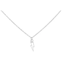 Collana Flash in argento con ciondolo a forma di fulmine su sfondo bianco