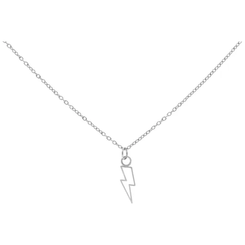 Collana Flash in argento con ciondolo a forma di fulmine su sfondo bianco