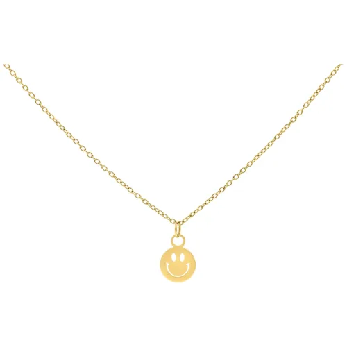 Collana dorata con ciondolo Smiley su sfondo bianco