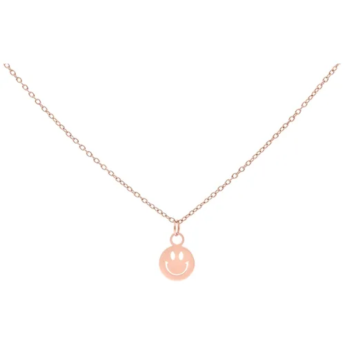 Collana in oro rosa con ciondolo Smiley su sfondo bianco
