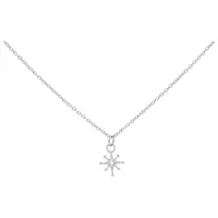 Collana argento con ciondolo a stella polare su sfondo bianco