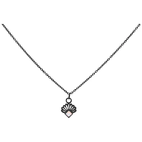Collana Opal Fan in acciaio chirurgico nero su sfondo bianco