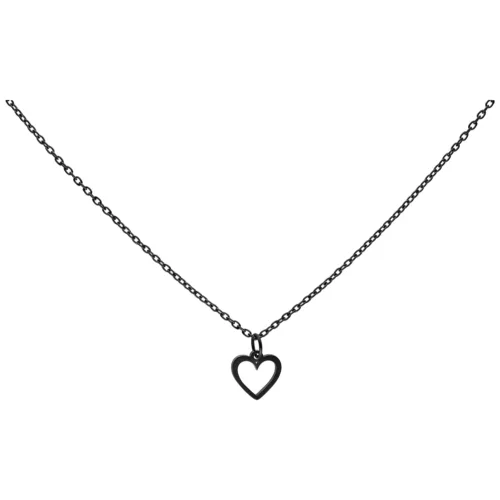 Collana a cuore nera in acciaio chirurgico su sfondo bianco