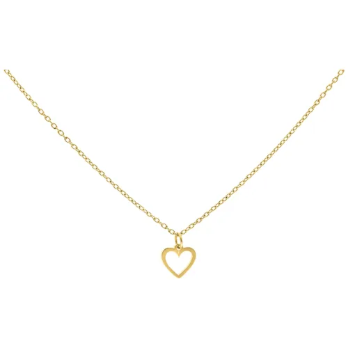 Delicata collana dorata con ciondolo a forma di cuore su sfondo bianco