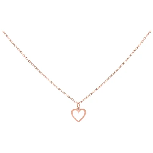 Collana in acciaio chirurgico oro rosa con piccolo ciondolo a cuore su sfondo bianco