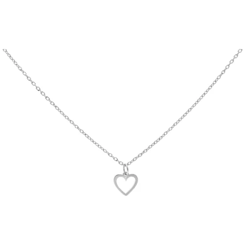 Collana d'argento con piccolo ciondolo a cuore su sfondo bianco