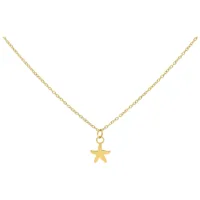 Collana dorata con piccolo ciondolo a forma di stella marina, sfondo studio