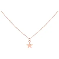 Collana in oro rosa con un piccolo ciondolo a forma di stella marina su sfondo bianco