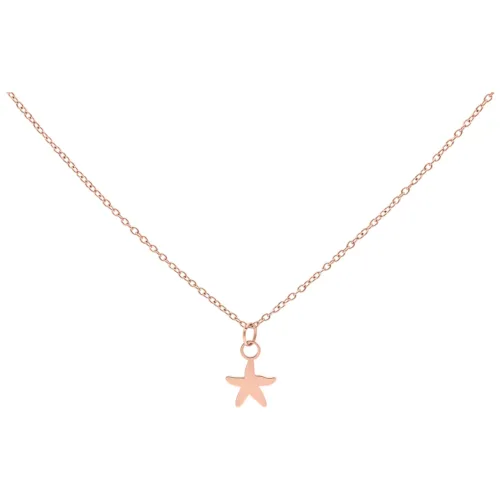 Collana in oro rosa con un piccolo ciondolo a forma di stella marina su sfondo bianco