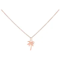 Collana in oro rosa con ciondolo a palma su sfondo bianco