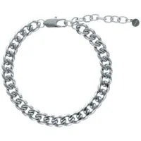 Cavigliera Flat Curb color argento in acciaio chirurgico su sfondo bianco