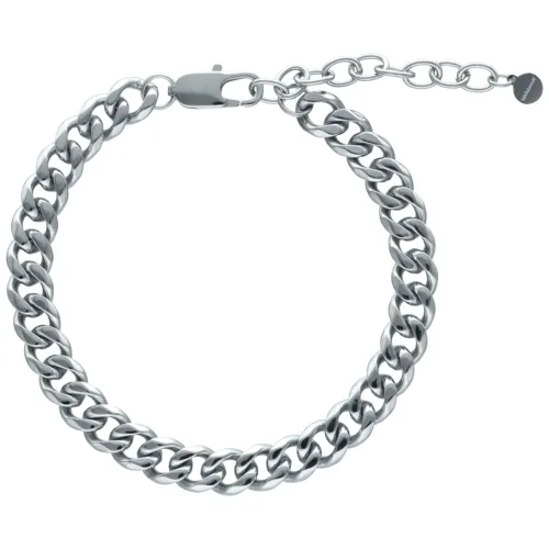 Cavigliera Flat Curb color argento in acciaio chirurgico su sfondo bianco