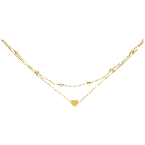 Cavigliera dorata con piccolo ciondolo a cuore su sfondo bianco