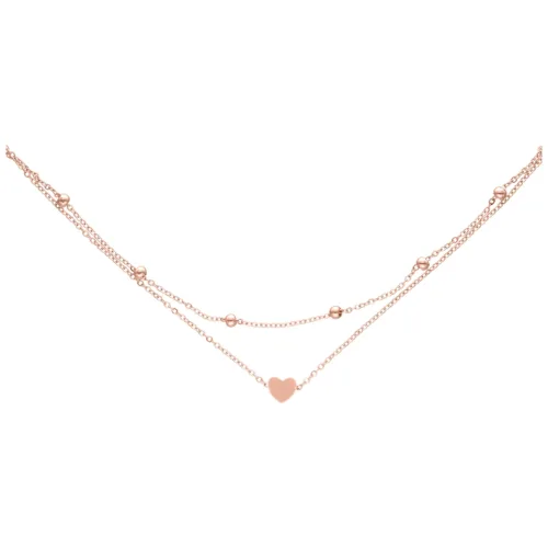 Cavigliera in oro rosa con ciondolo a cuore e lunghezza regolabile, su sfondo bianco