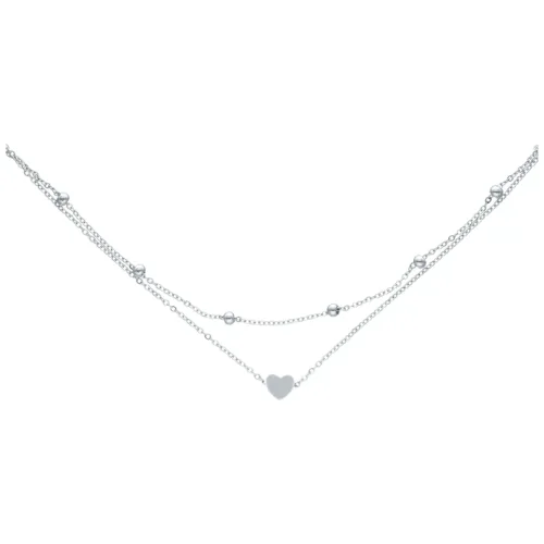 Cavigliera in argento in acciaio chirurgico con ciondolo a cuore su sfondo bianco