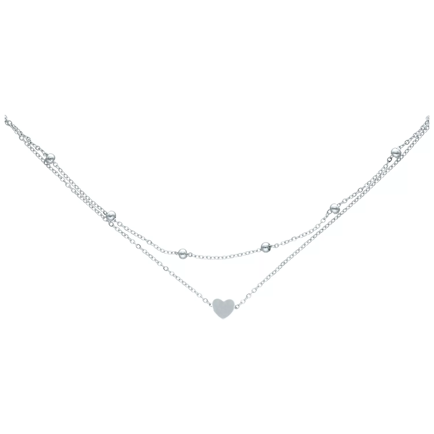 Cavigliera in argento in acciaio chirurgico con ciondolo a cuore su sfondo bianco