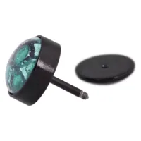 Fakeplug nero con pietra verde su sfondo bianco