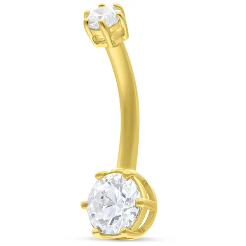 Bananabell in oro 18K con due pietre cristalline su sfondo bianco