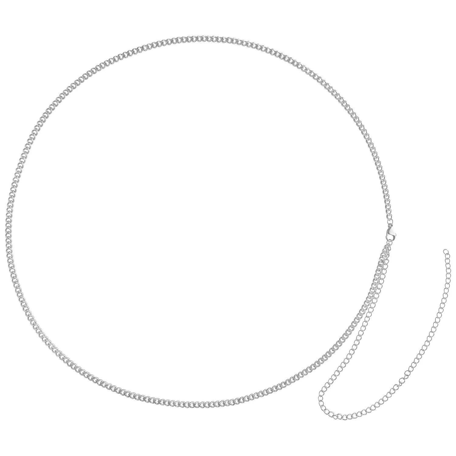 Catenina a doppio filo in acciaio chirurgico 316L in argento su sfondo bianco