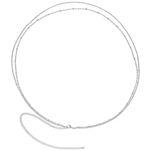 Due catene per pancia in acciaio chirurgico argentato su sfondo bianco