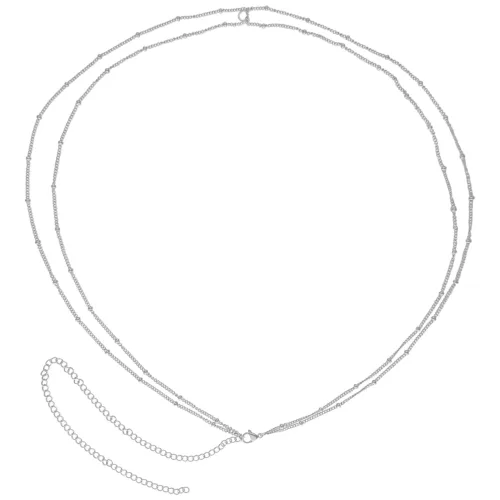 Catenina da pancia in acciaio chirurgico 316L argentato su sfondo bianco