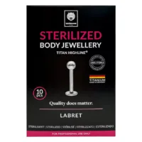Micro Labret sterilizzato in titanio argento su sfondo nero