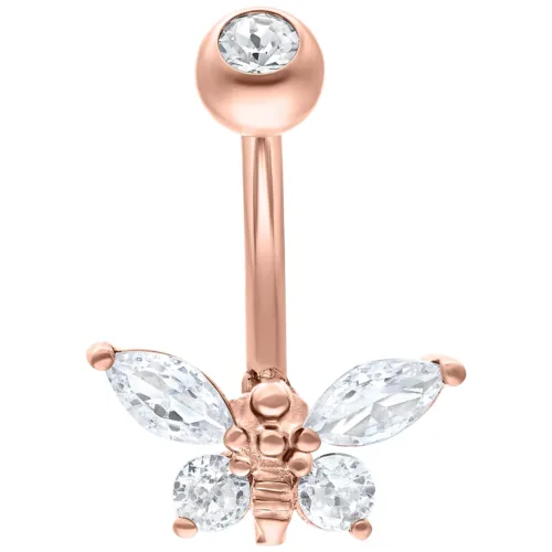 Bananabell in oro rosa con scintillante ape di cristallo su sfondo bianco