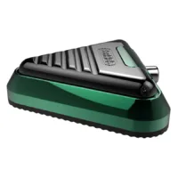 Delta Footswitch nero e verde in alluminio su sfondo bianco