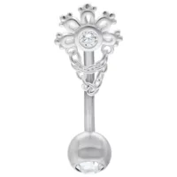 Micro Bananabell in argento con cristallo chiaro e decorazione a catena