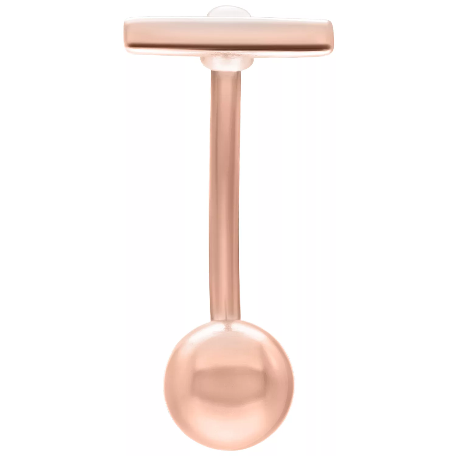 Bananabell in oro rosa con spessore di 1,6 mm e lunghezza di 12 mm su sfondo bianco