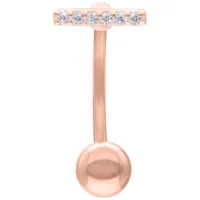 Micro Bananabell in oro rosa con cristalli su sfondo bianco