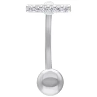 Micro Bananabell in argento con cristalli su sfondo bianco