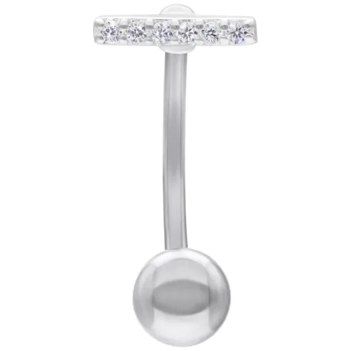 Micro Bananabell in argento con cristalli su sfondo bianco