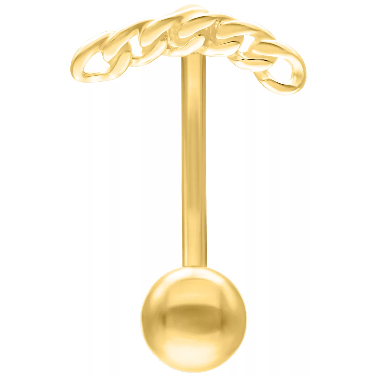 Micro Bananabell dorato con motivo a catena, spessore 1,2 mm, lunghezza 8 mm