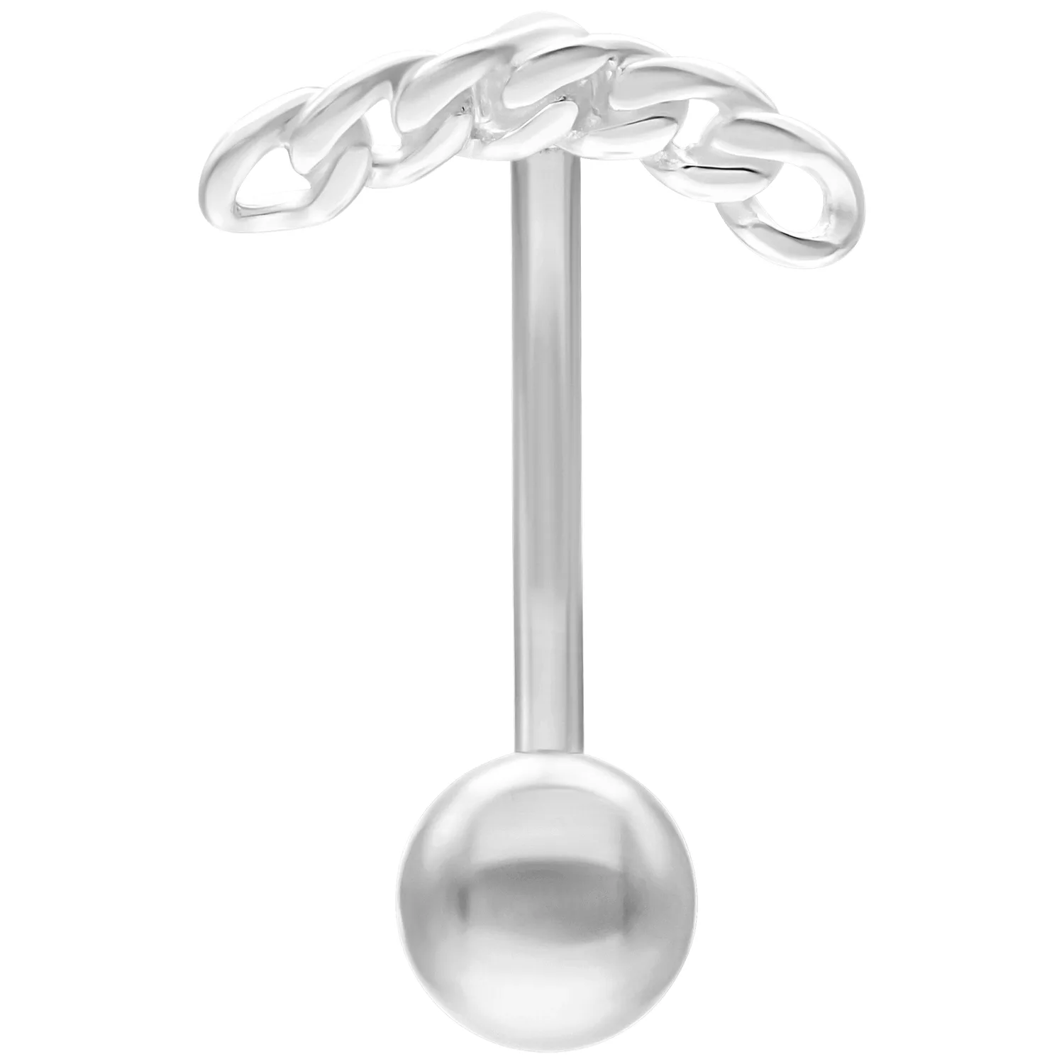 Micro Bananabell in argento con motivo a catena su sfondo bianco