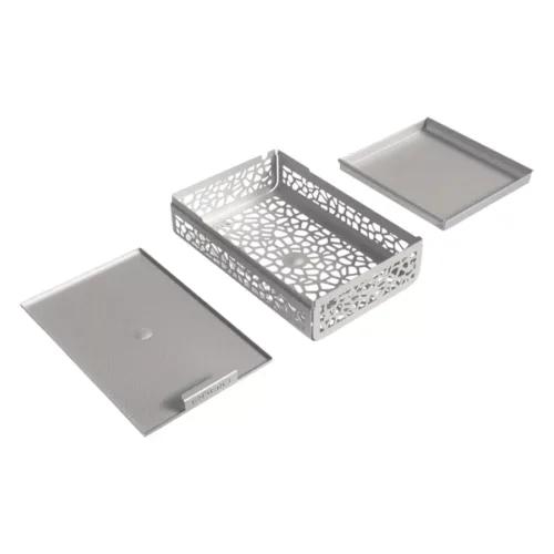 Set di Vassoi Argento Enbio Pro con pareti decorative su sfondo bianco