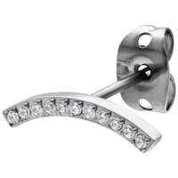 Orecchino color argento con design curvo e cristalli chiari