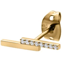 Orecchini d'oro con cristalli chiari su sfondo bianco
