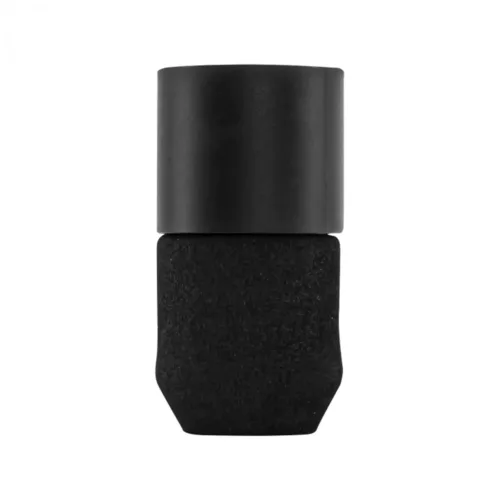 Impugnatura in schiuma nera monouso su sfondo bianco