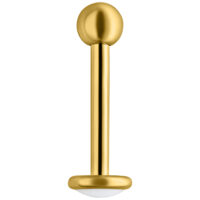 Piercing labret in oro titanio su sfondo bianco