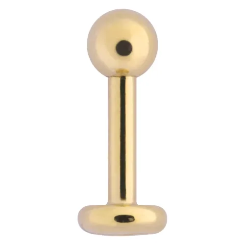 Goldenes Titan Labret mit kugelförmigem Abschluss auf weißem Hintergrund