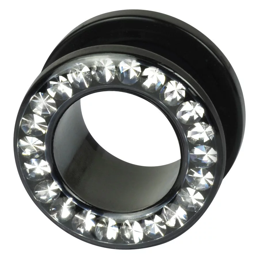 Tunnel nero in acciaio chirurgico con cristalli cristallini, misura 4 mm