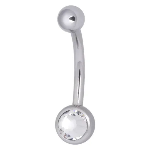 Mini-Jewelled Bananabell in argento con cristallo chiaro su sfondo bianco