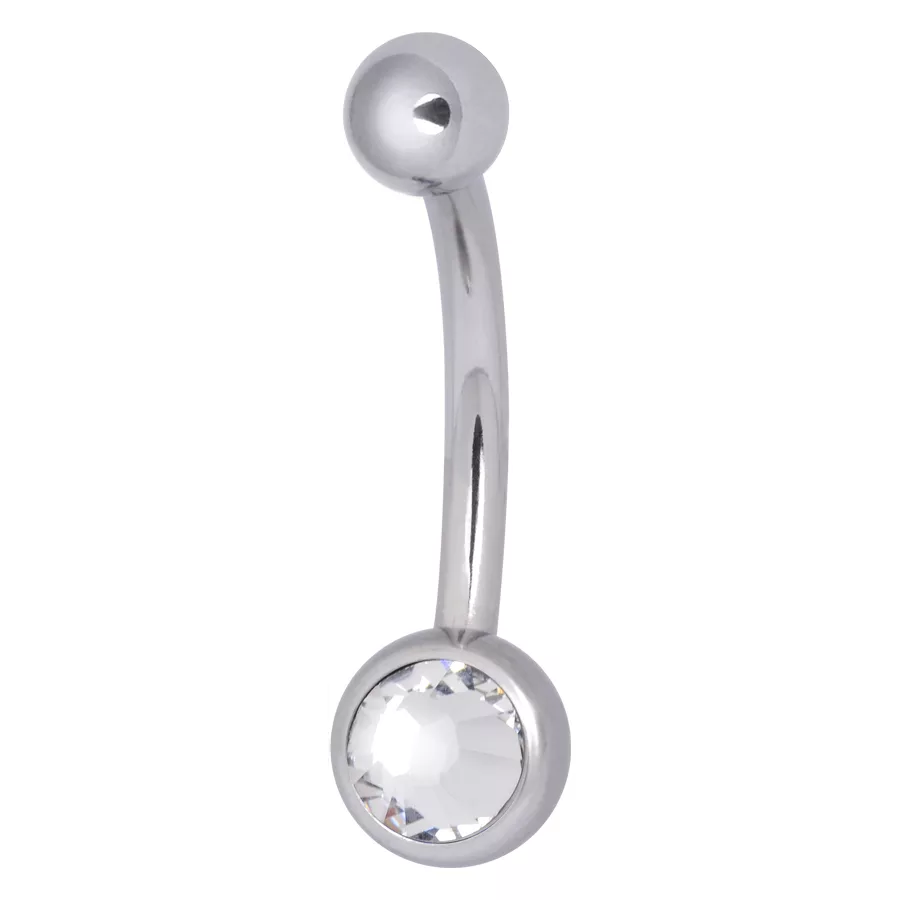 Mini-Jewelled Bananabell in argento con cristallo chiaro su sfondo bianco